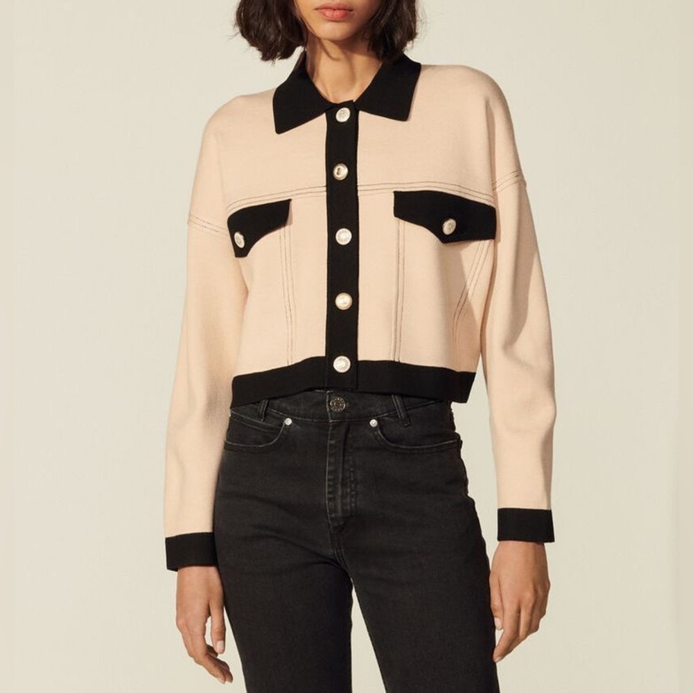 SANDRO Cher Stretch Knit Cardigan